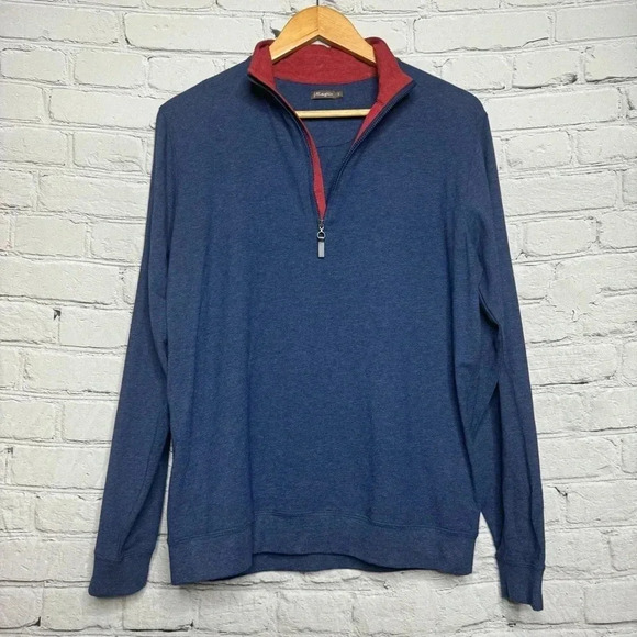 J. McLaughlin Men’s Navy Blue 1/4 Zip Pullover Sweater size Small - Picture 1 of 8